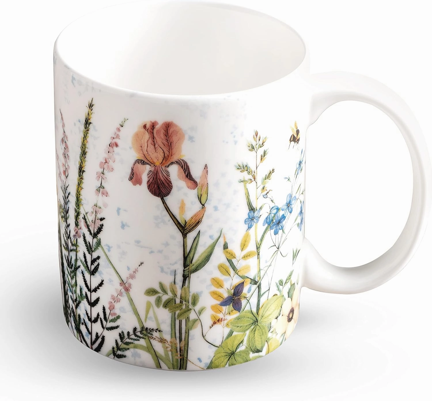 Maison d' Hermine Coffee Mug with Handles Fine Bone China Mugs Pack of One Tea Cups for Hot Beverages Cappuccino Latte Home Restaurant Office Perfect for Gift (Fleurs De Mai - Prairie, 15 Ounce)