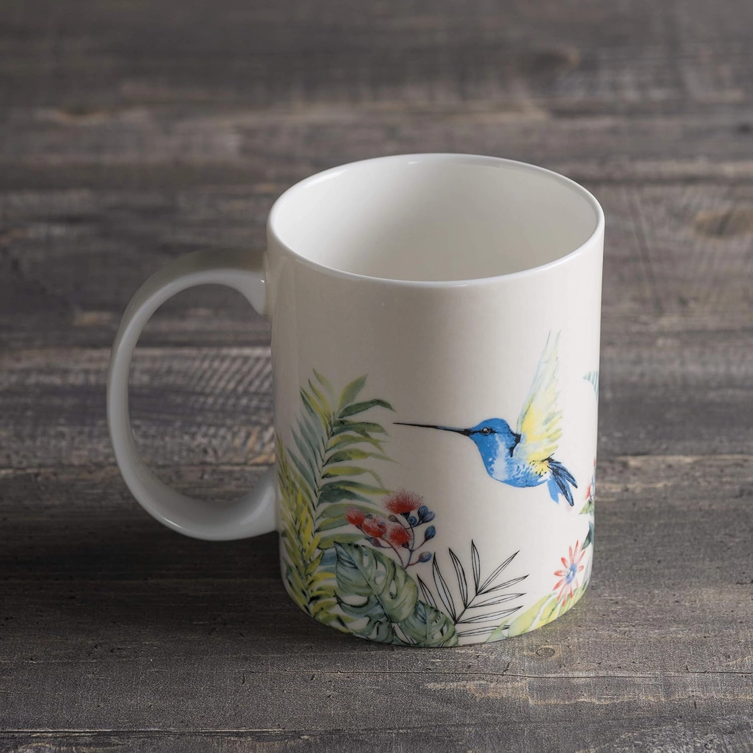 Maison d' Hermine Coffee Mug with Handles Fine Bone China Mugs Pack of One Tea Cups for Hot Beverages Cappuccino Latte Home Restaurant Office Perfect for Gift (Tropiques - Hummingbird, 15 Ounce)