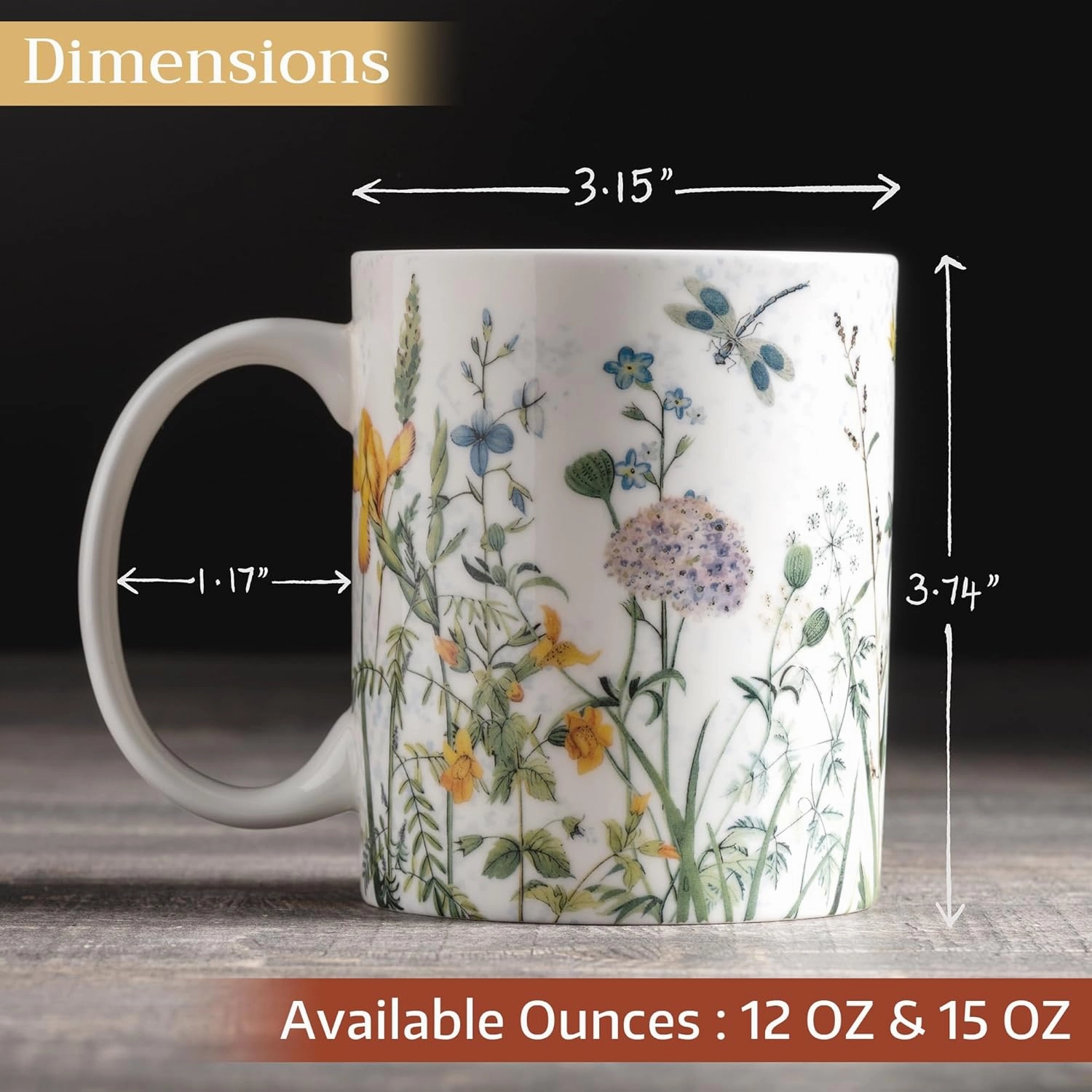 Maison d' Hermine Coffee Mug with Handles Fine Bone China Pack of Two Coffee Mug for Hot Beverages Cappuccino Latte Home Restaurant Perfect for Men & Women (Fleurs De Mai, 12 Ounce)