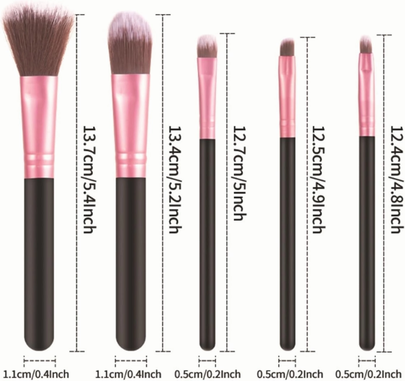 Make Up Brushes Set Makeup Brush Set Plastic Handle 5 Pieces for Eye and Face Makeup Brushes Makeup Tools Set(Blue)