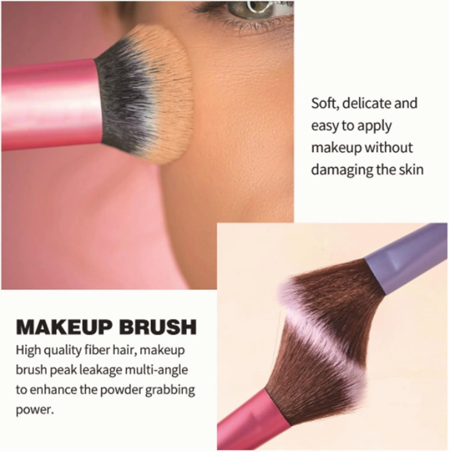 Make Up Brushes Set Makeup Brush Set Plastic Handle 5 Pieces for Eye and Face Makeup Brushes Makeup Tools Set(Blue)