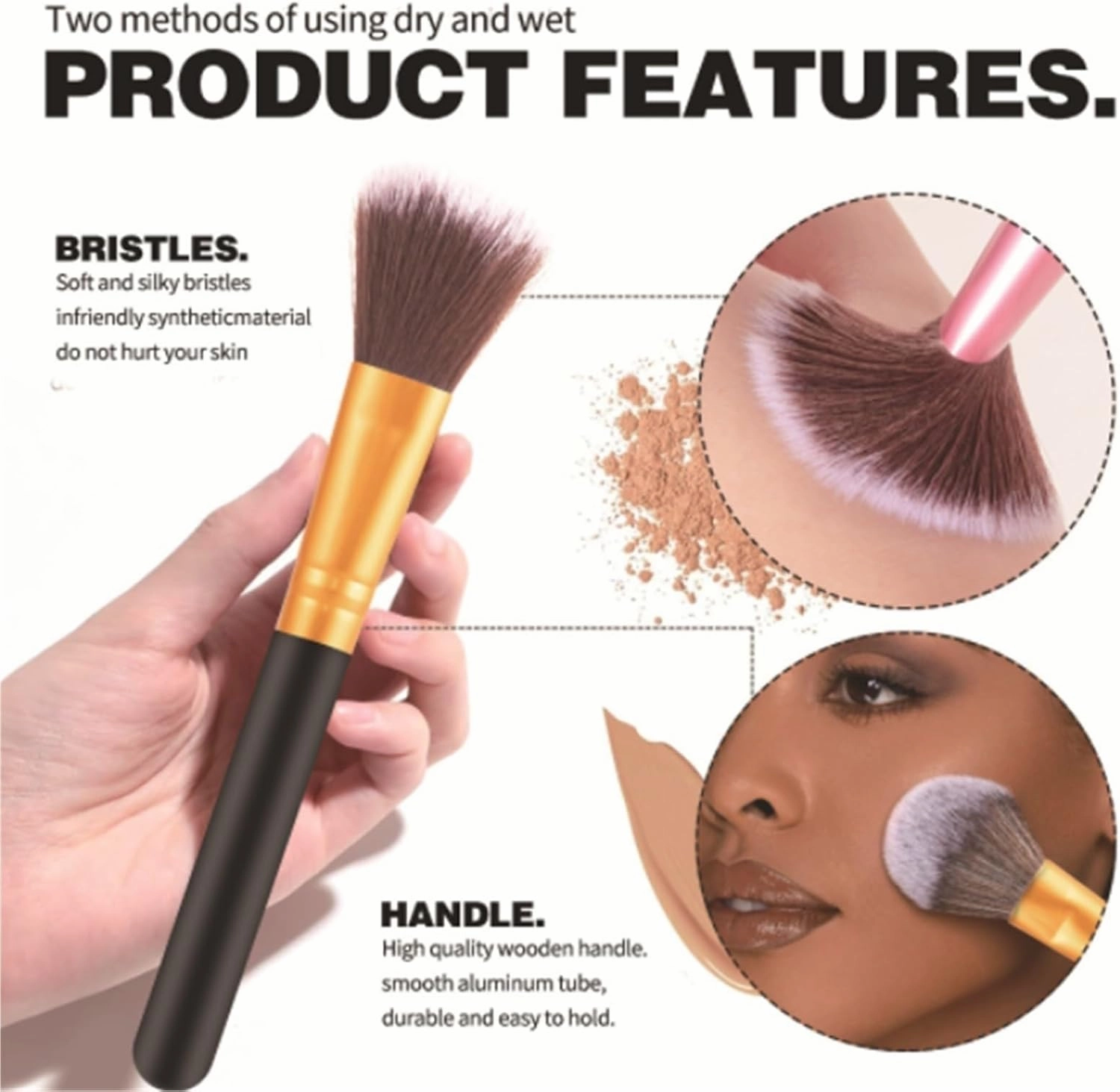 Make Up Brushes Set Makeup Brush Set Plastic Handle 5 Pieces for Eye and Face Makeup Brushes Makeup Tools Set(Blue)