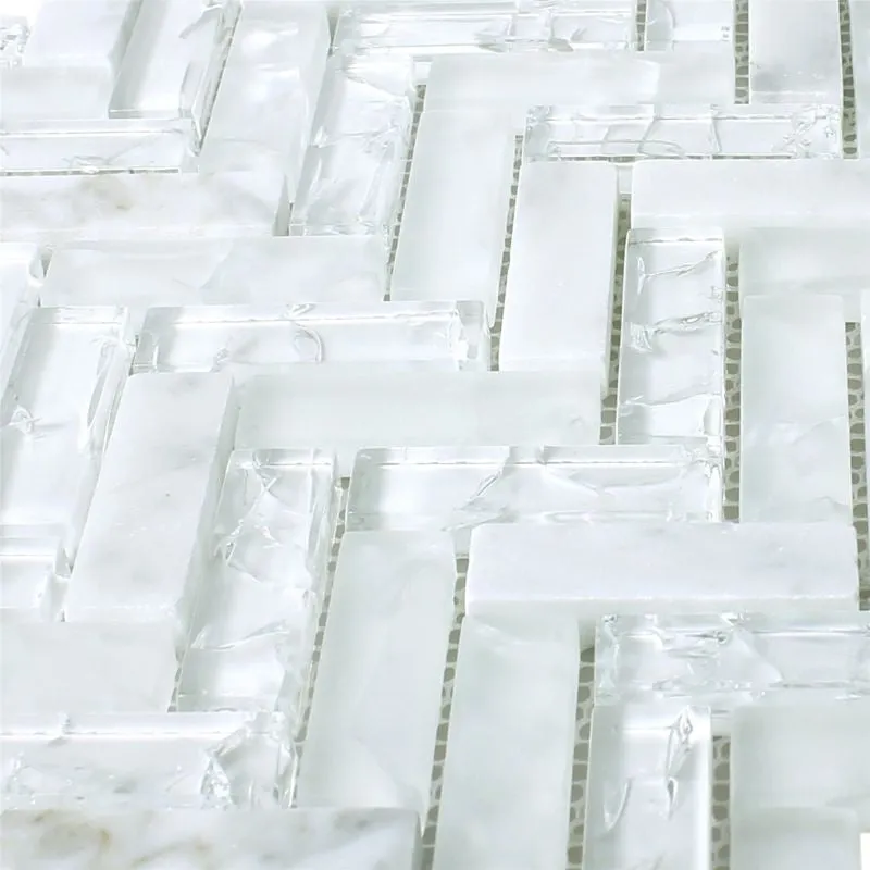 Malawi White Natural Stone Herringbone Mosaic