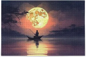 Man Fishing Jigsaw Puzzles for Kids Adults 500 Pieces, Fun Educational Games Toy Birthday Gift Art Home Decor Finish Size 20.5 x 15 Inches