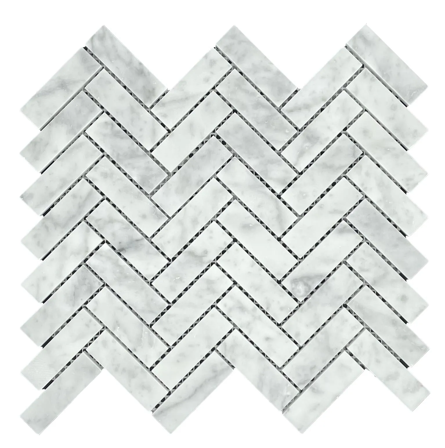 Marble Mosaic - Herringbone Carrara Honed 20X64mm Chip Size