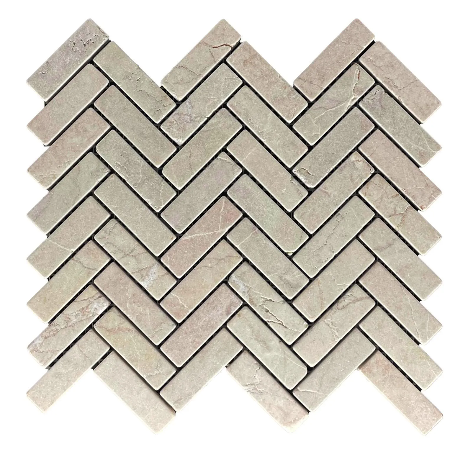 Marble Mosaic - Herringbone Rosso Tumbled - 64x20mm Chip Size