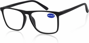 MARE AZZURO Blue Light Blocking Reading Glasses Men Large Square Computer Readers 0 1.00 1.25 1.50 1.75 2.00 2.25 2.50 2.75 3.00 3.50 4.00 5.00 6.00 (Black 175)