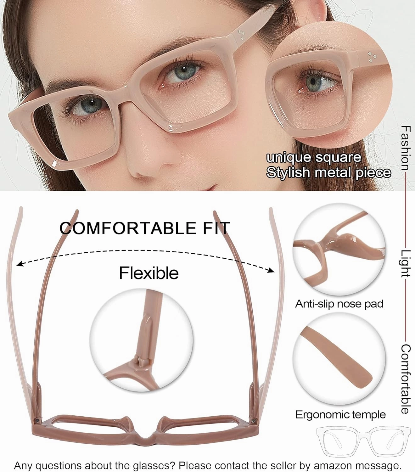 MARE AZZURO Square Reading Glasses Women Trendy Large Readers 1.0 1.25 1.5 1.75 2.0 2.25 2.5 2.75 3.0 3.5 4.0 5.0 6.0 (Coffee, 175)