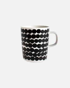MARIMEKKO Oiva Räsymatto Stoneware Mug (Black) – Refine Your Kitchen Décor with Our Iconic Black Stoneware – Porcelain Coffee Mug for Morning Brews and Cozy Evenings (8.8oz)