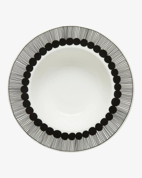 MARIMEKKO Oiva Siirtolapuutarha Deep Dinner Plate — Refine Your Kitchen Décor with Our Iconic White Stoneware — Stylish Pasta Bowls with Rim to Elevate Your Dining Experience (8”/8.8 oz)