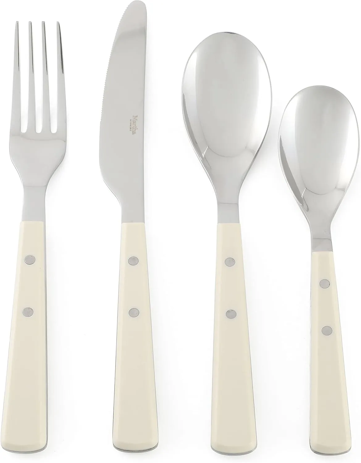 Martha Stewart Watercliffe 16 pc Flatware Silverware Set - Stainless Steel Utensils - Forks, Spoons, Knives - Service for 4 - Linen