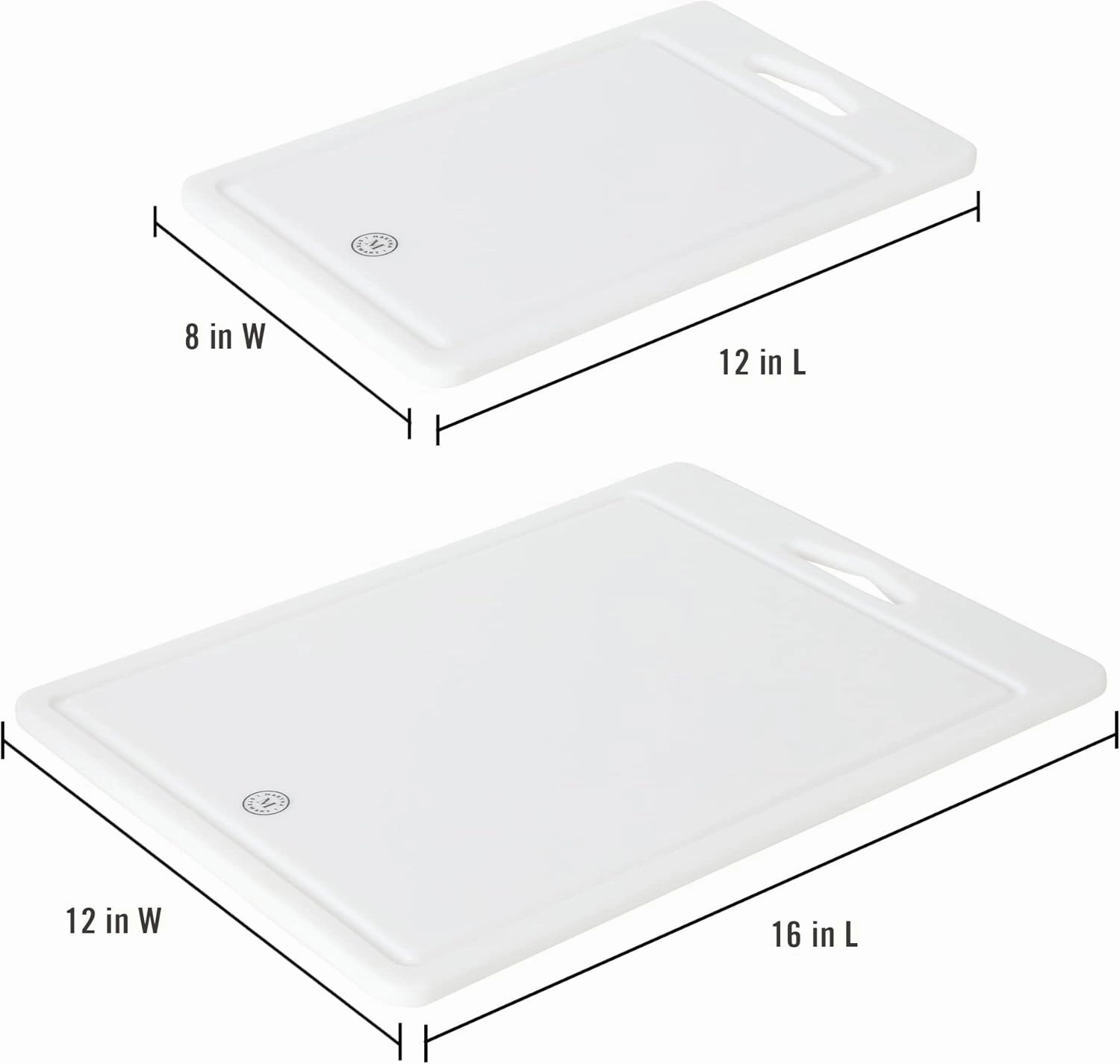 Martha Stewart BPA Free Plastic Cutting Board 2pc Set (16" x 12" and 12" x 8") - Linen - Dishwasher Safe, 2-Pack (16" x 12" & 12" x 8")