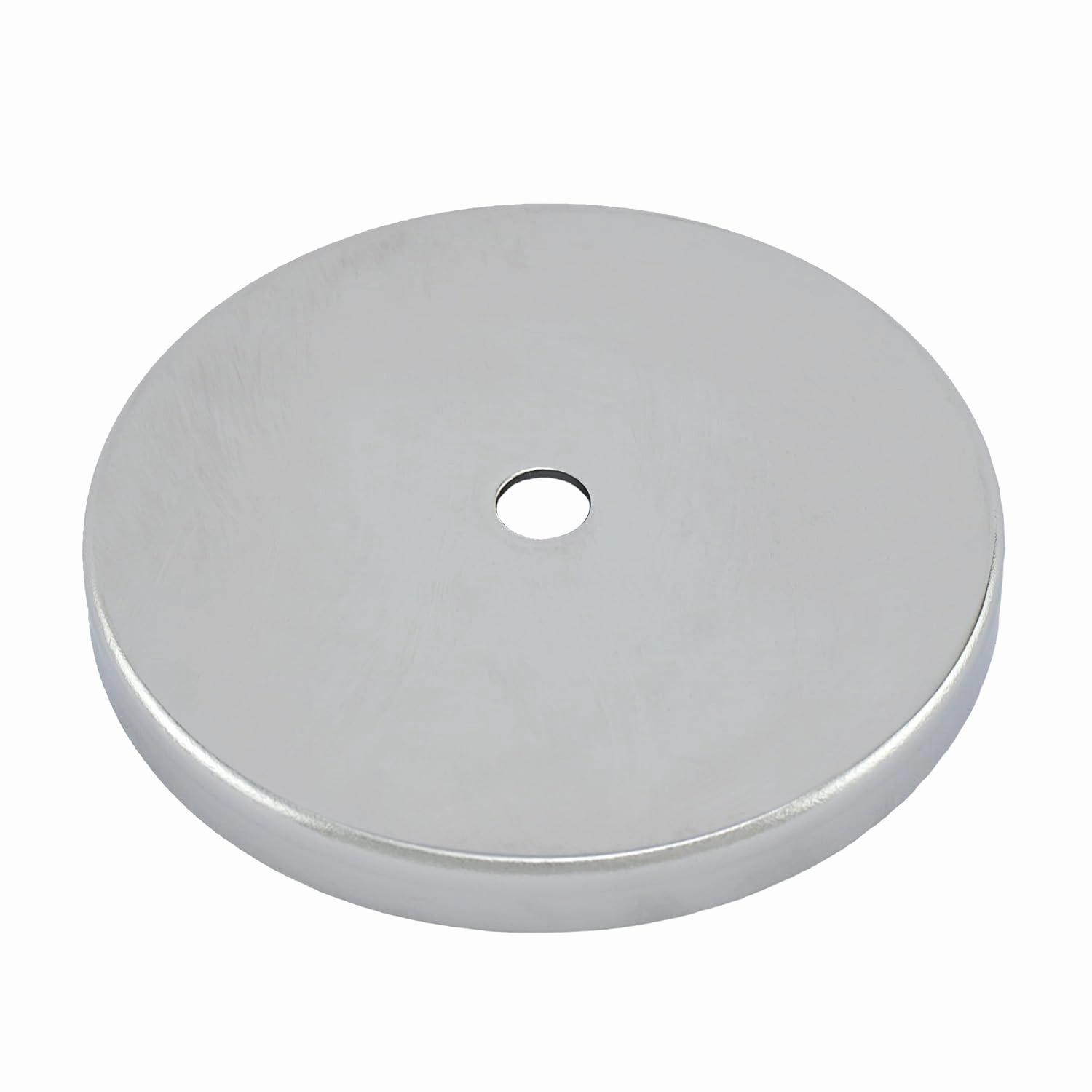 Master Magnetics Ceramic Round Base Magnet - 4.90" Diameter, 0.50" Thick, 0.50" Center Hole, 200 Pounds Pull, Chrome Plated, Pack of 2, RB100CX2