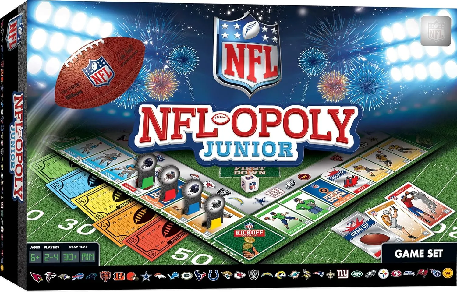 MasterPieces – NFL-Opoly Junior, Officially Licensed Football Board Game, Collector’s Edition for Families and Kids Ages 6 and Up, 2-4 Players