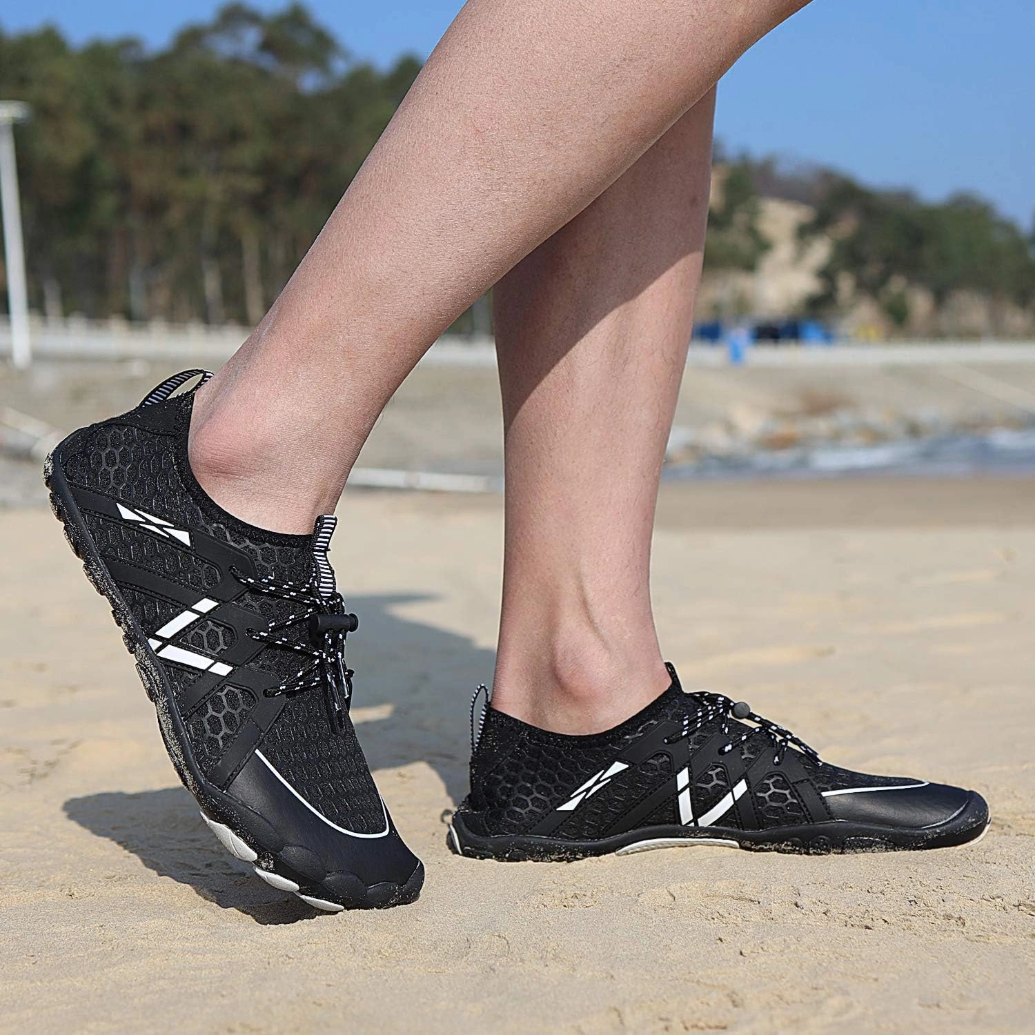 MAYZERO Water Shoes Men Women Swim Surf Shoes Beach Pool Shoes Wide Toe Hiking Aqua Shoes Winter House Slippers