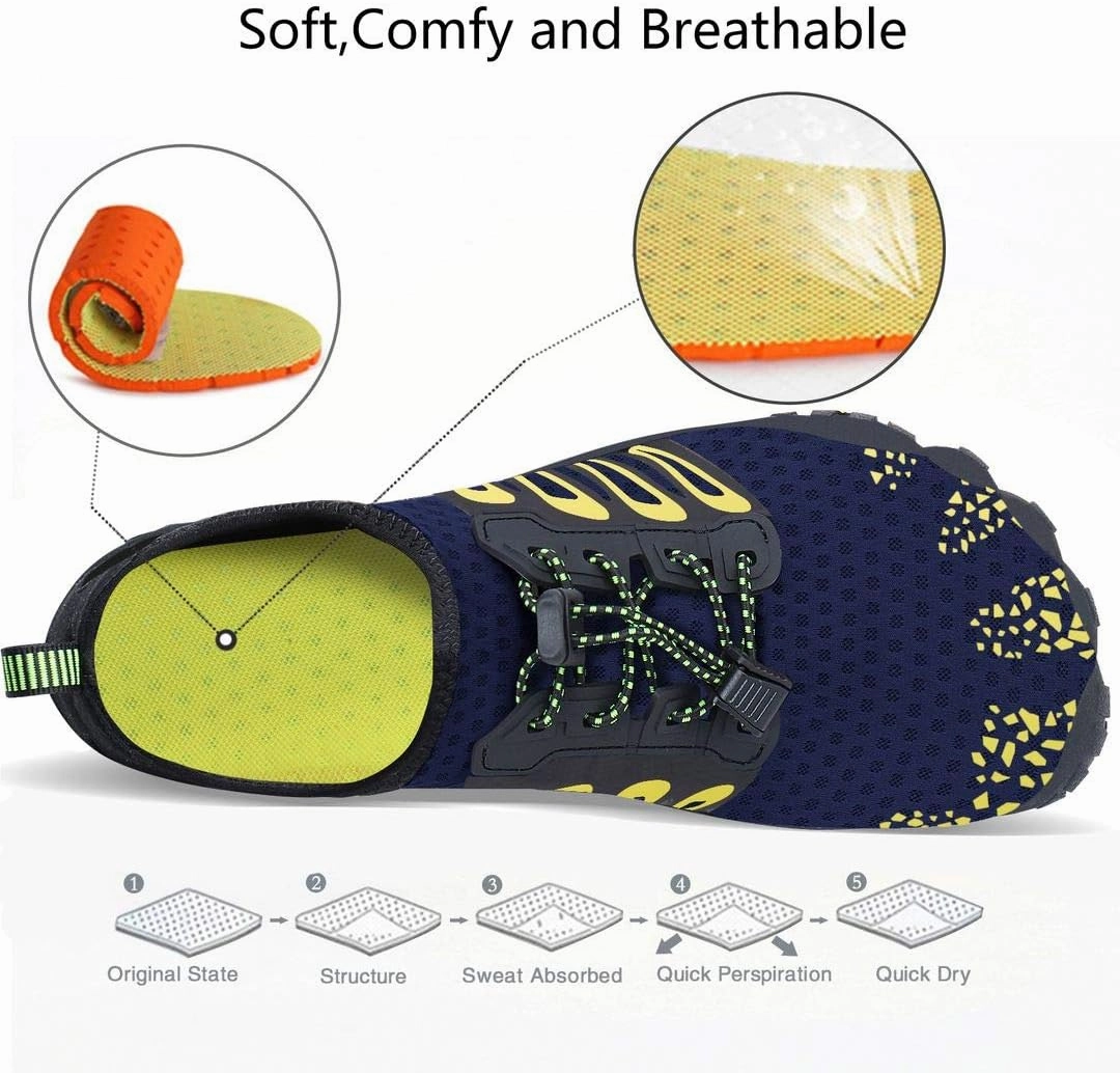 MAYZERO Water Shoes Men Women Swim Surf Shoes Beach Pool Shoes Wide Toe Hiking Aqua Shoes Winter House Slippers
