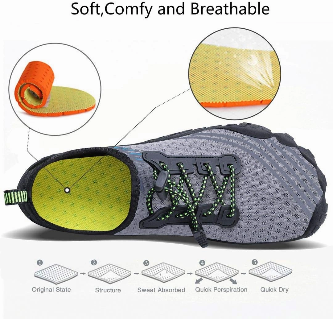 MAYZERO Water Shoes Men Women Swim Surf Shoes Beach Pool Shoes Wide Toe Hiking Aqua Shoes Winter House Slippers