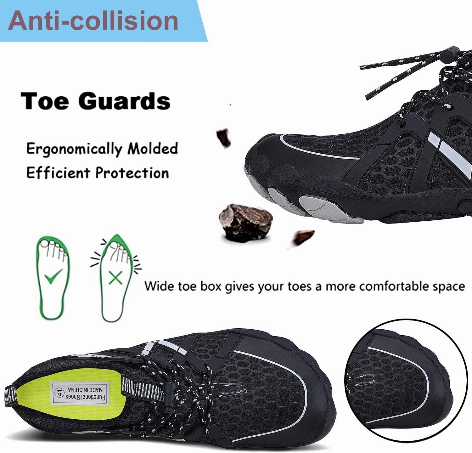 MAYZERO Water Shoes Men Women Swim Surf Shoes Beach Pool Shoes Wide Toe Hiking Aqua Shoes Winter House Slippers