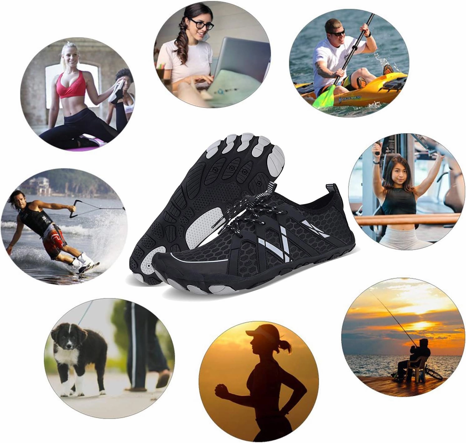 MAYZERO Water Shoes Men Women Swim Surf Shoes Beach Pool Shoes Wide Toe Hiking Aqua Shoes Winter House Slippers