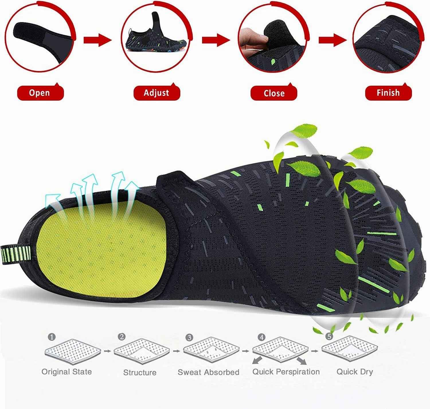 MAYZERO Water Shoes Men Women Swim Surf Shoes Beach Pool Shoes Wide Toe Hiking Aqua Shoes Winter House Slippers