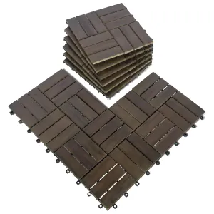 MCombo Wood Outdoor Flooring, Interlocking Deck Tiles Solid Wood Acacia Deck Tiles for Patio Lawn Garden Balcony and Backyard (Pack of 10, 12 x 12 inches) (Light Brown)