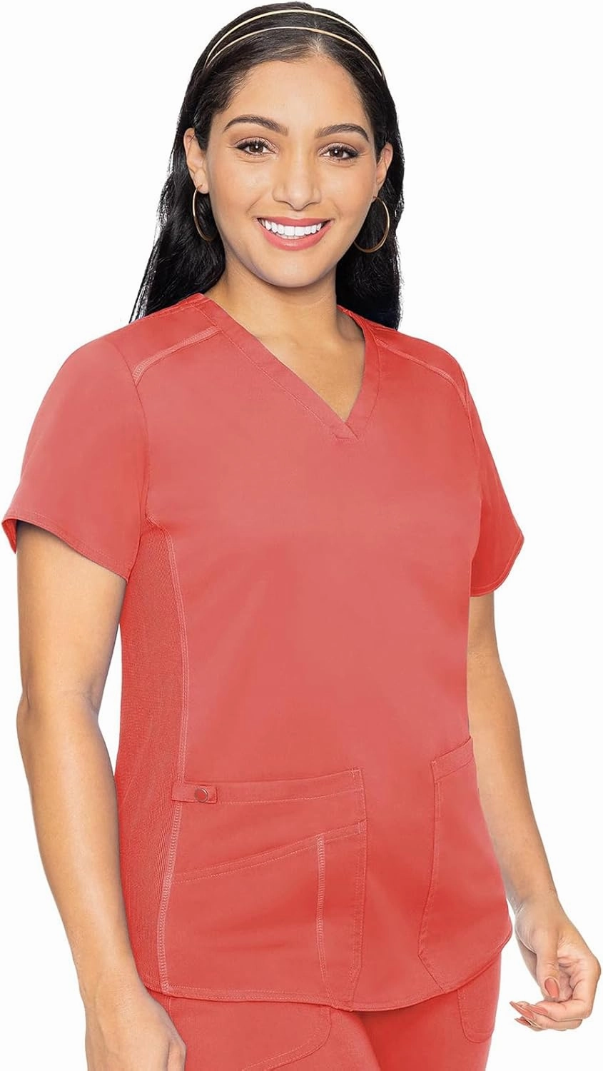 Med Couture Women's Scrub Set V-Neck Shirttail Top MC7459 Jogger Yoga Pant MC7710 with 2-Way Stretch & Ultra Soft Fabric