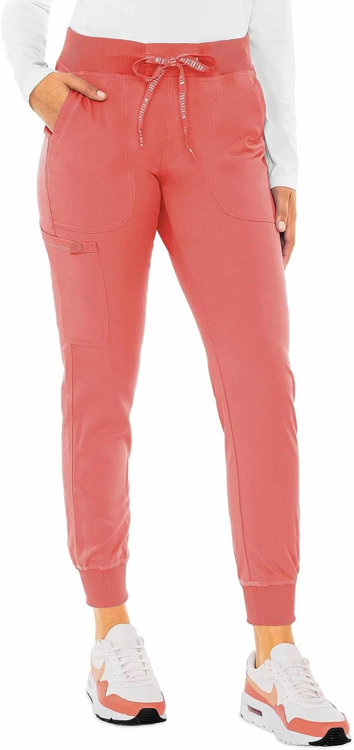 Med Couture Women's Scrub Set V-Neck Shirttail Top MC7459 Jogger Yoga Pant MC7710 with 2-Way Stretch & Ultra Soft Fabric