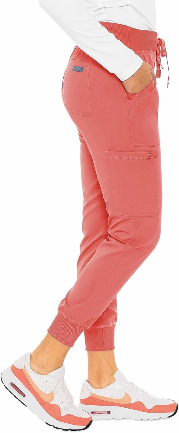 Med Couture Women's Scrub Set V-Neck Shirttail Top MC7459 Jogger Yoga Pant MC7710 with 2-Way Stretch & Ultra Soft Fabric