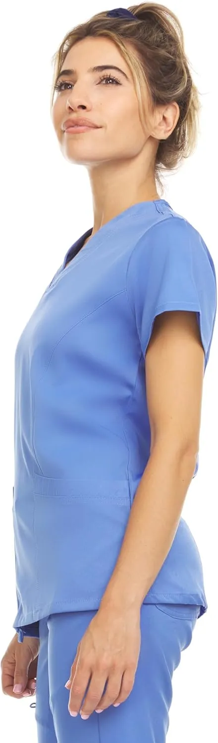 MediChic Scrub Sets for Women – 8-Pocket V-Neck Jogger Scrubs, Anti-Wrinkle, Stretch Medical Nursing Uniforms
