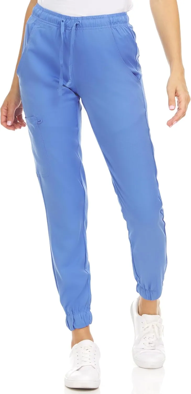 MediChic Scrub Sets for Women – 8-Pocket V-Neck Jogger Scrubs, Anti-Wrinkle, Stretch Medical Nursing Uniforms