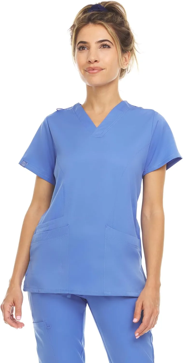 MediChic Scrub Sets for Women – 8-Pocket V-Neck Jogger Scrubs, Anti-Wrinkle, Stretch Medical Nursing Uniforms