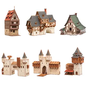 Medieval Buildings Model Kit Bundle - 28mm Scale Building Kits - 3D Puzzle Building Kits