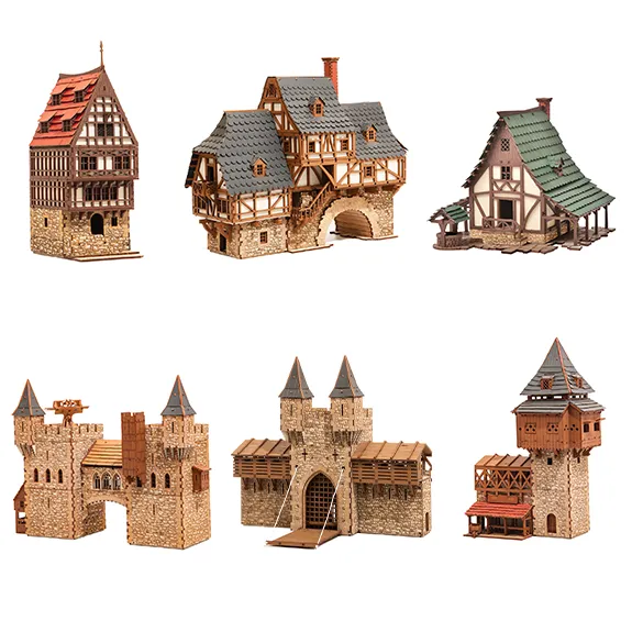 Medieval Buildings Model Kit Bundle - 28mm Scale Building Kits - 3D Puzzle Building Kits
