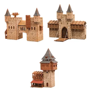 Medieval Castle Model Kit Collection - 28mm Scale Castle Set - DIY Castle Puzzle - Medieval Castle Model Kits