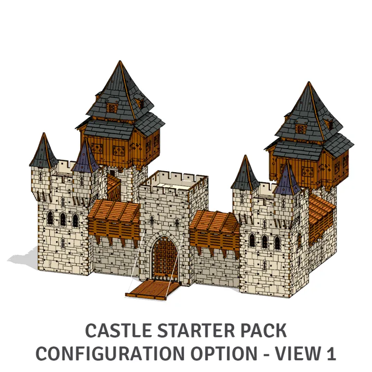 Medieval Castle Starter Set - Tabletop Gaming Castle Terrain - 28mm Castle Model Kits