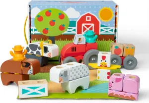 Melissa & Doug Blockables™ Farm Snap and Play, Mix and Match Connectable Wooden Building Blocks Play Set Toy for Preschool Boys and Girls (56 Pcs)