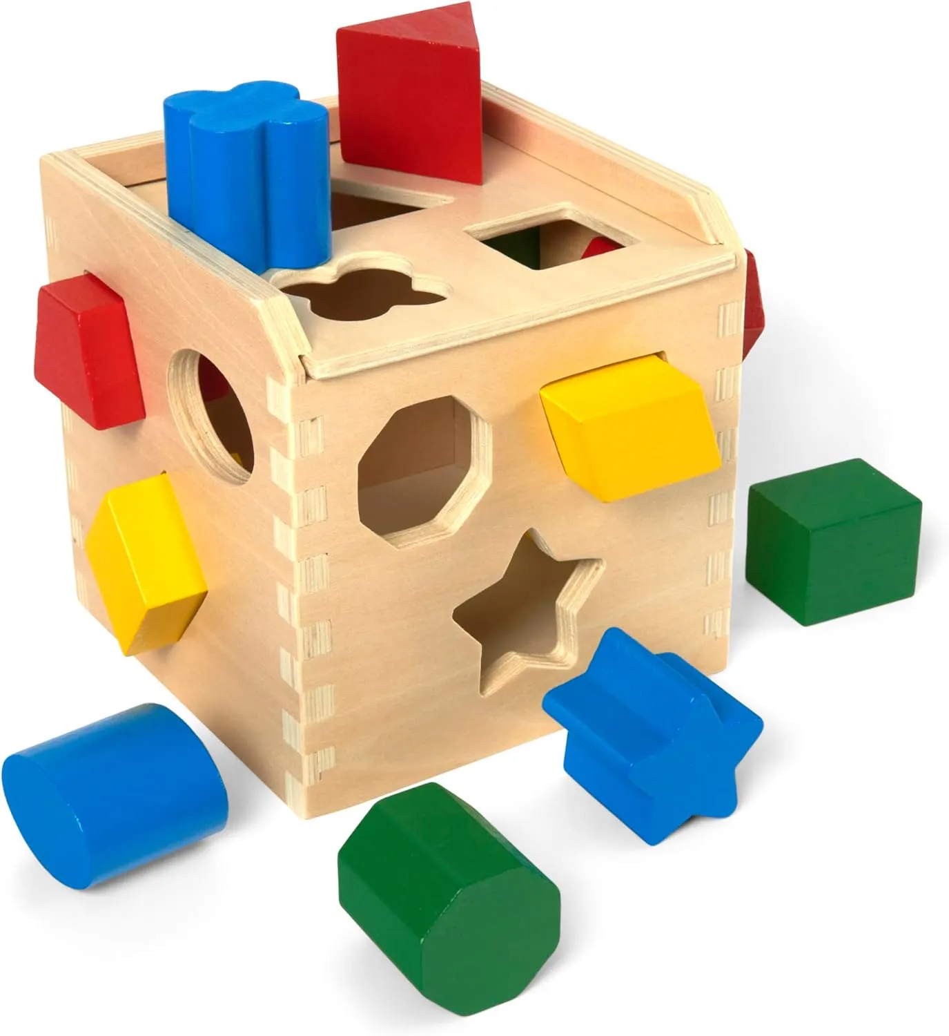 Melissa & Doug Shape Sorting Cube - Classic Wooden Toy With 12 Shapes Classic Kids Toys, Wooden Toddler Toys, Shape Sorter For Toddlers Ages 2 