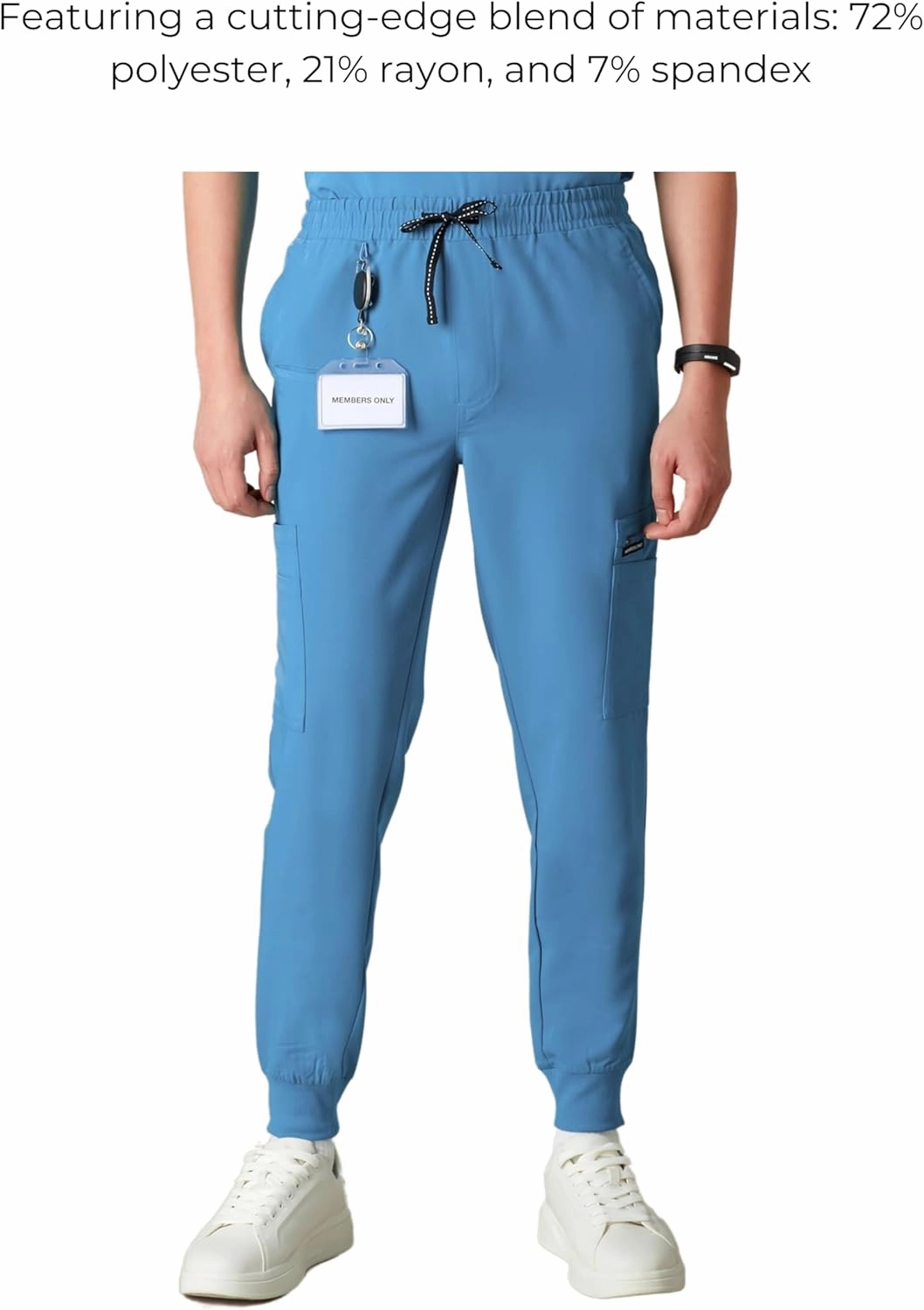 Members Only London Drawstring Men's Jogger Pants, Medical Scrubs Set, Hospital Scrub Pants