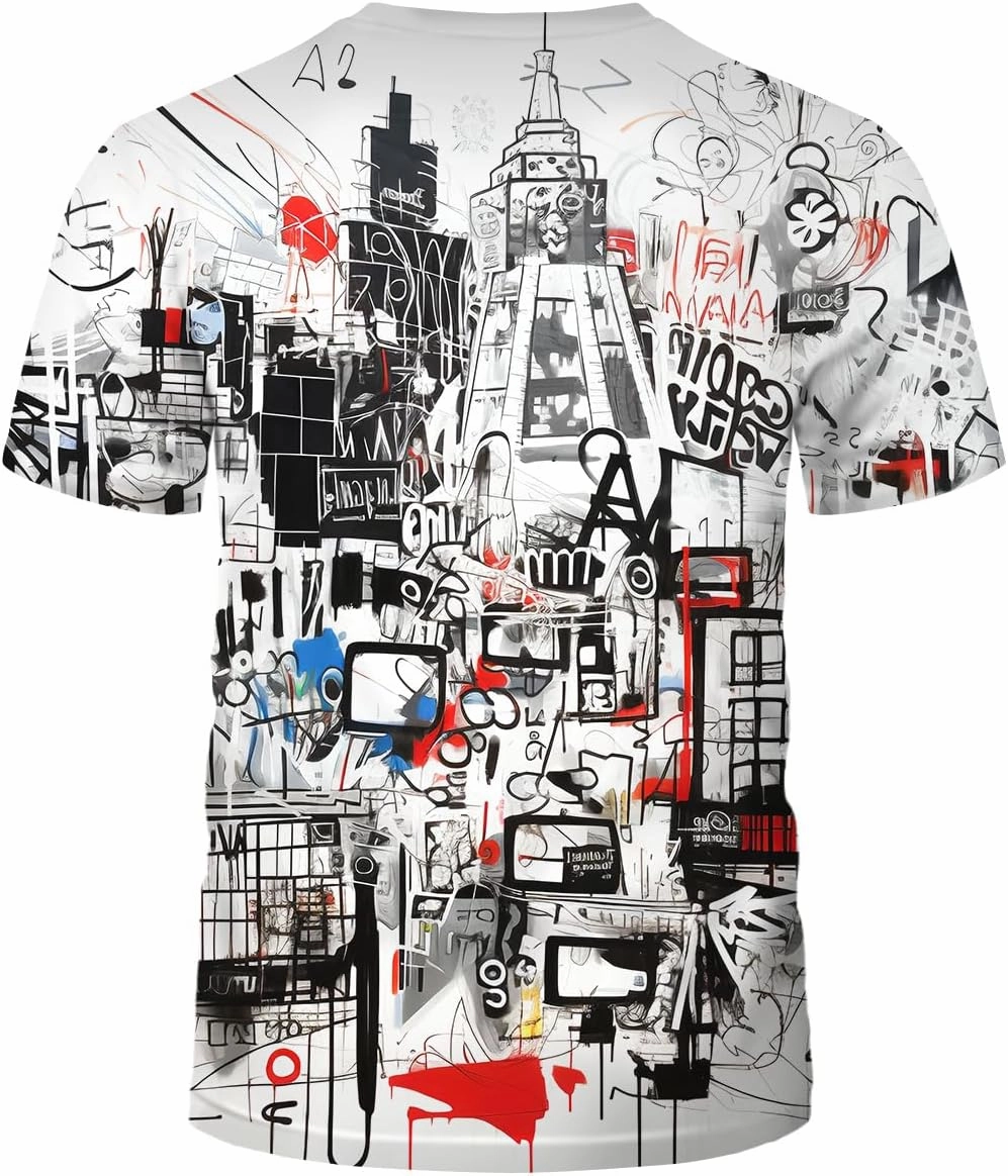 Men's Artist Street Letter Graffiti Markers T-Shirt Shirts 3D Printing Graffiti Graphic Shirt Tee Top