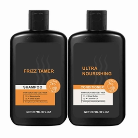 Men's Shampoo and Conditioner Set for Curly Hair, Ultra Nourishing with Shea Butter, 8 fl oz, 2-Pack