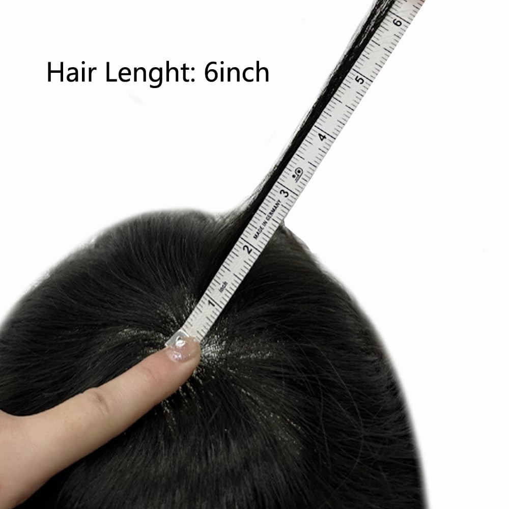 Mens Toupee Human Hair French Lace Hair Pieces For Men Toupee For Men Hair System 100% Human Hair Replacement System For Men Hair Pieces 6x8"-100% light to Medium density#1B10 1B# OFF BLACK 10% GREY