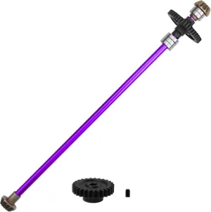 Metal Center Drive Shaft RC Car Central Transmission Shaft w/ 27T Motor Gear Upgrade Part Compatible with Wltoys 124018 124019 1/12 RC Car Buggy (Purple)