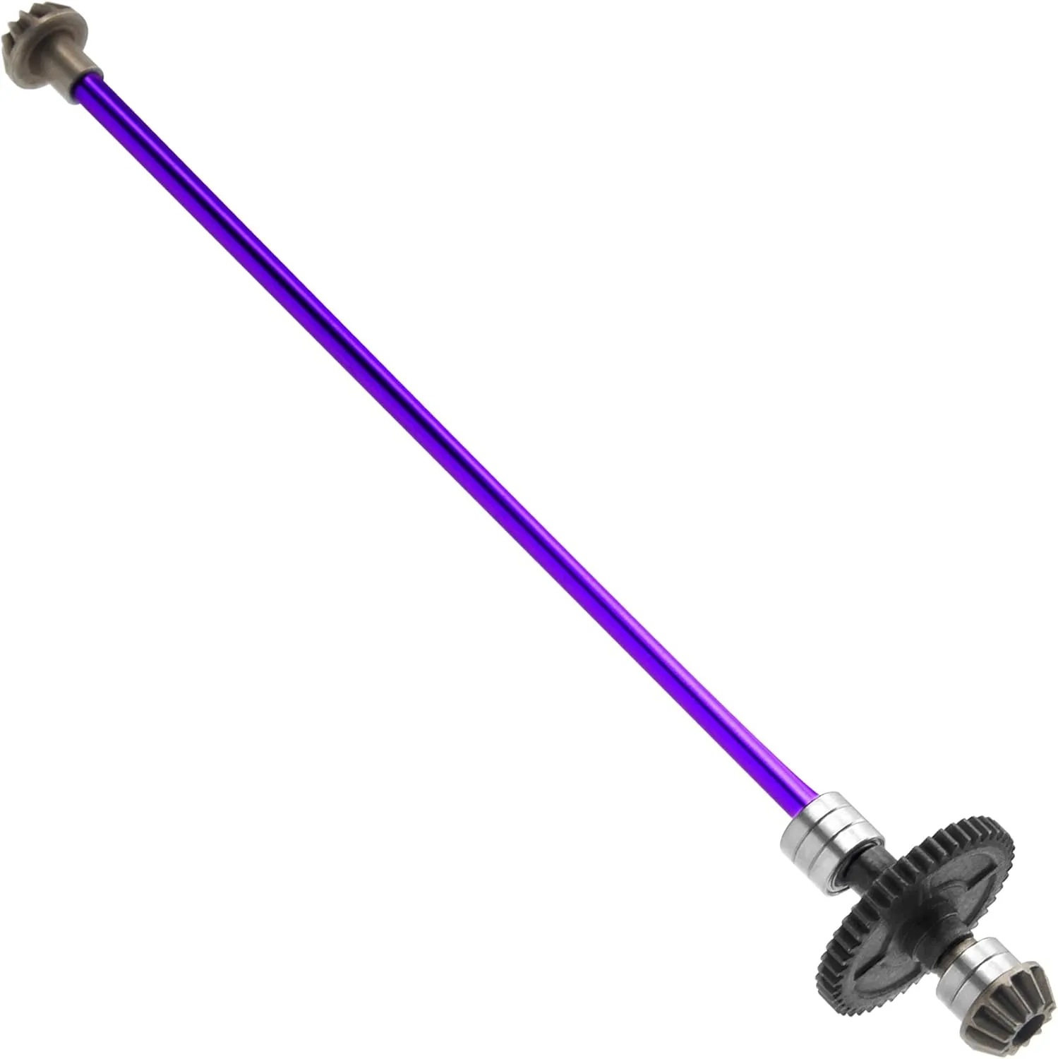 Metal Center Drive Shaft RC Car Central Transmission Shaft w/ 27T Motor Gear Upgrade Part Compatible with Wltoys 124018 124019 1/12 RC Car Buggy (Purple)