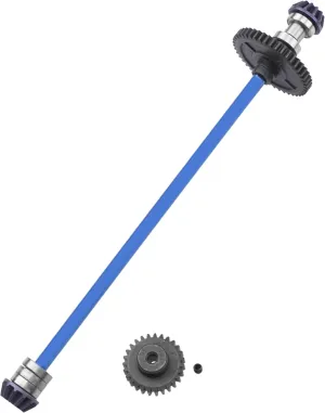 Metal Center Drive Shaft RC Car Central Transmission Shaft w/ 27T Motor Gear Upgrade Part Compatible with Wltoys 144001 1/14 RC Car Buggy (Blue)