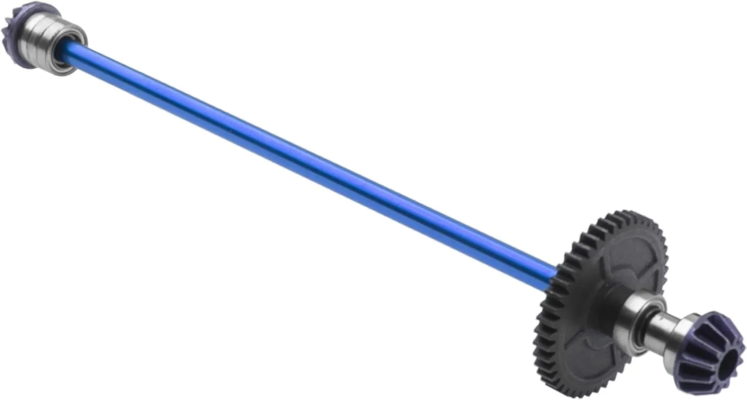 Metal Center Drive Shaft RC Car Central Transmission Shaft w/ 27T Motor Gear Upgrade Part Compatible with Wltoys 144001 1/14 RC Car Buggy (Blue)