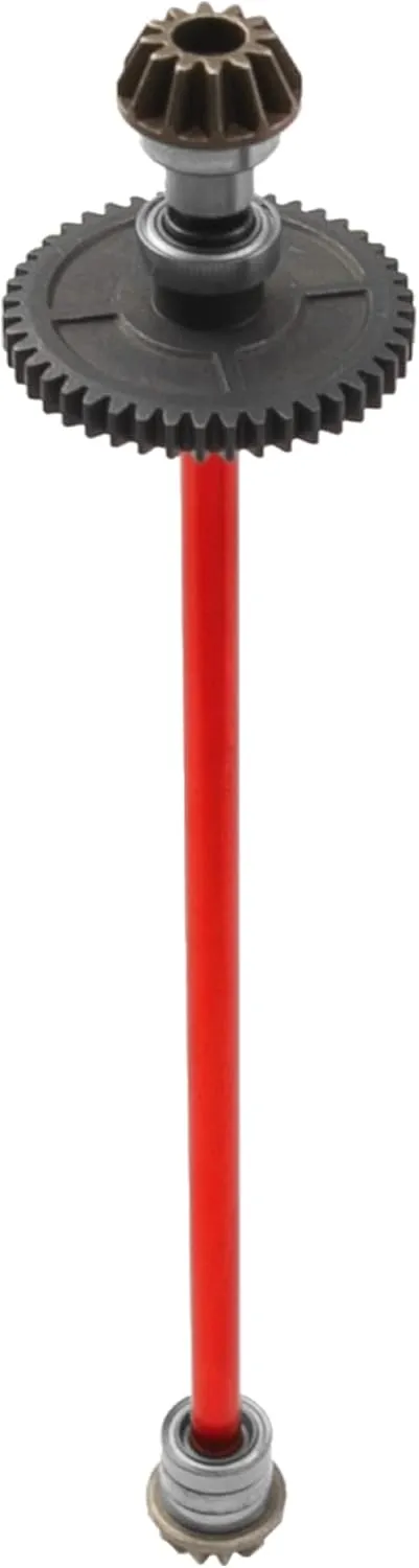Metal Center Drive Shaft RC Car Central Transmission Shaft w/ 27T Motor Gear Upgrade Part Compatible with Wltoys 144001 1/14 RC Car Buggy (Red)
