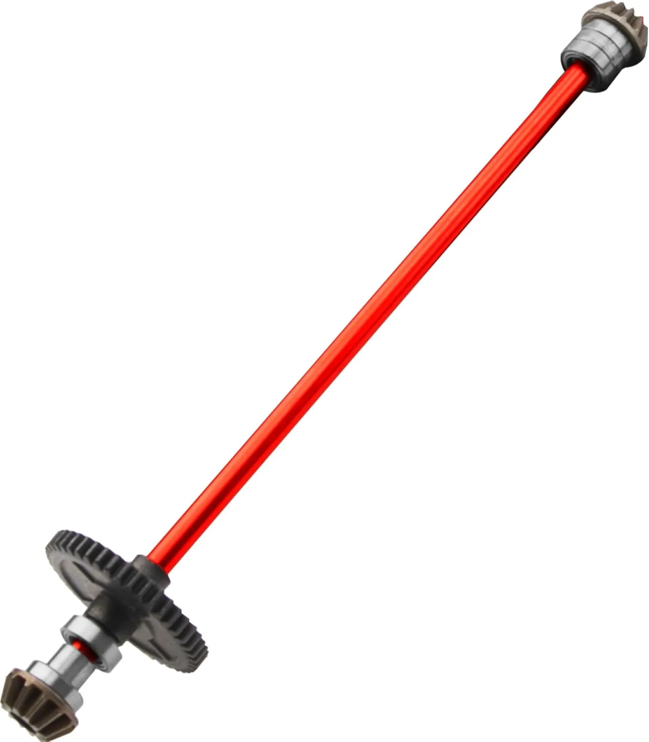 Metal Center Drive Shaft RC Car Central Transmission Shaft w/ 27T Motor Gear Upgrade Part Compatible with Wltoys 144001 1/14 RC Car Buggy (Red)