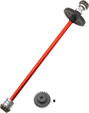 Metal Center Drive Shaft RC Car Central Transmission Shaft w/ 27T Motor Gear Upgrade Part Compatible with Wltoys 144001 1/14 RC Car Buggy (Red)
