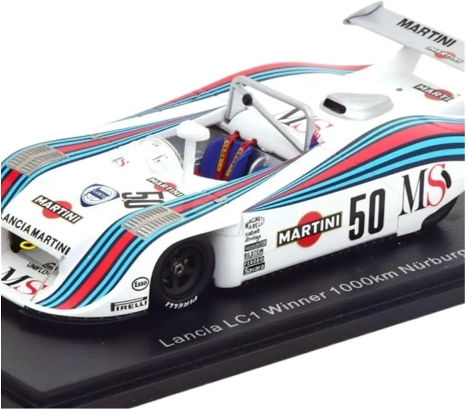 Metal Toy Vehicle 1:43 for Lancia LC1 1982 Martini Pull Flower Resin Racing Car Model Adult Collection Ornaments Scale Vehicles