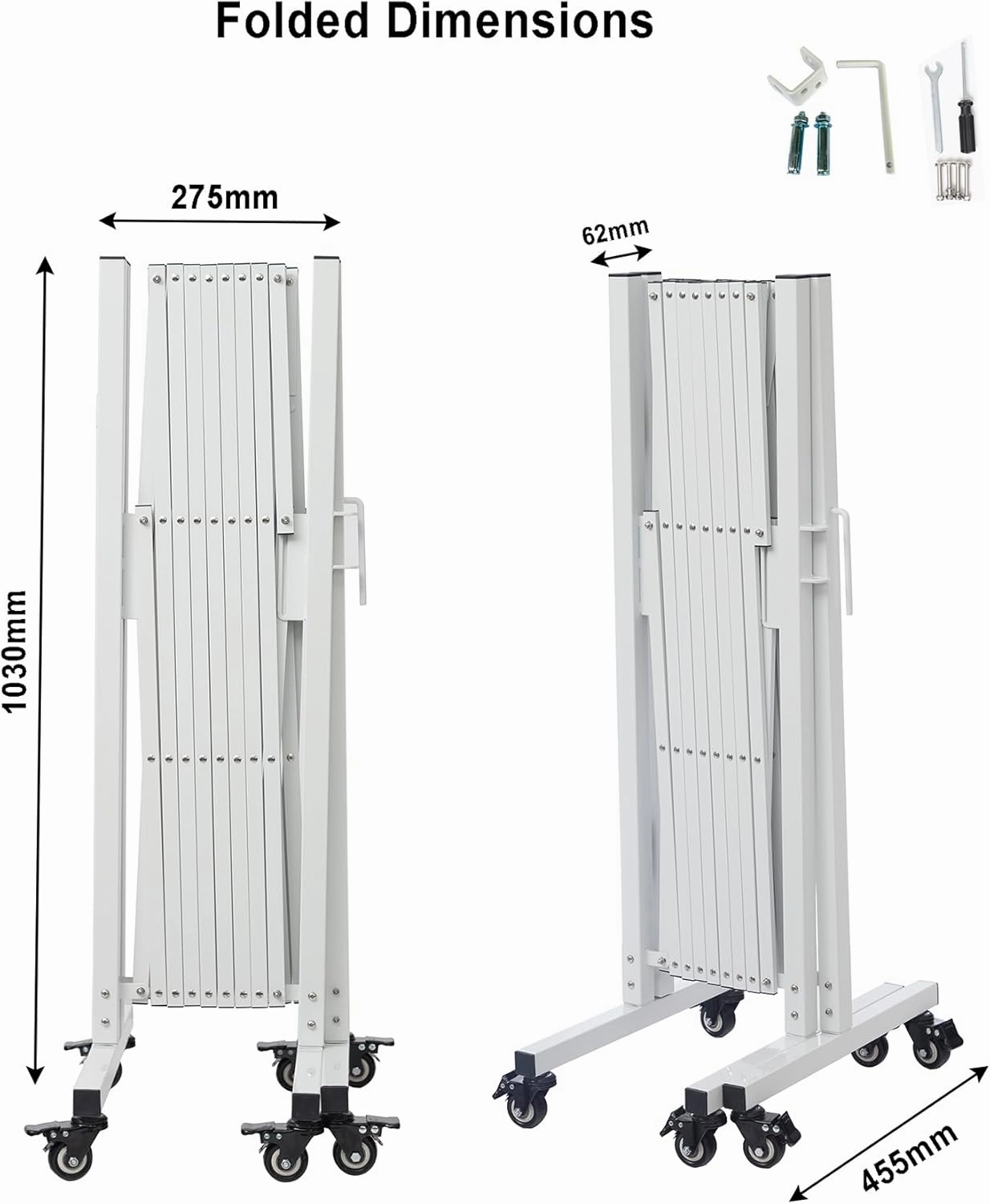 Metal Expandable Barrier, Rotating Design, Mobile Safety Barrier, 18 Feet, Indoor/Outdoor Accordion Gates, Flexible Retractable Fence, 0-180 Degrees Rotatable